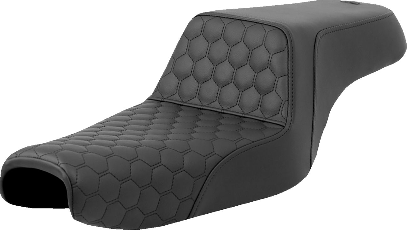 SADDLEMEN Step-Up Seat - Honeycomb - Black Stitching - 3.3 Gal Tank - Sportster '04-'21 807-11-177 — image 1