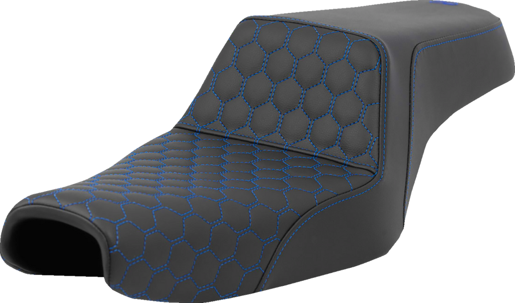 SADDLEMEN Step-Up Seat - Honeycomb - Blue Stitching - 3.3 Gal Tank - Sportster '04-'22 807-11-17701 — image 1