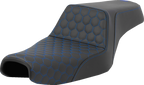 SADDLEMEN Step-Up Seat - Honeycomb - Blue Stitching - 3.3 Gal Tank - Sportster '04-'22 807-11-17701 — image 1