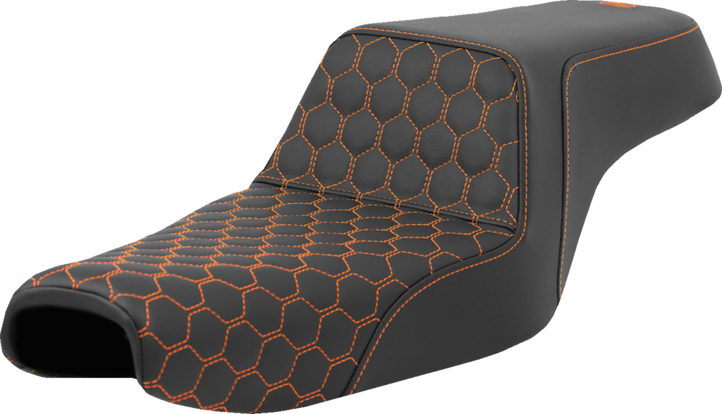 SADDLEMEN Step-Up Seat - Honeycomb - Orange Stitching - 3.3 Gal Tank - Sportster '04-'22 807-11-17703 — image 1