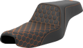 SADDLEMEN Step-Up Seat - Honeycomb - Orange Stitching - 3.3 Gal Tank - Sportster '04-'22 807-11-17703 — image 1