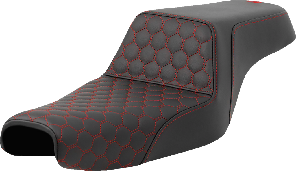 SADDLEMEN Step-Up Seat - Honeycomb - Red Stitching - 3.3 Gal Tank - Sportster '04-'22 807-11-17704 — image 1