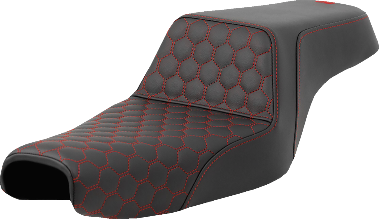 SADDLEMEN Step-Up Seat - Honeycomb - Red Stitching - 3.3 Gal Tank - Sportster '04-'22 807-11-17704 — image 1