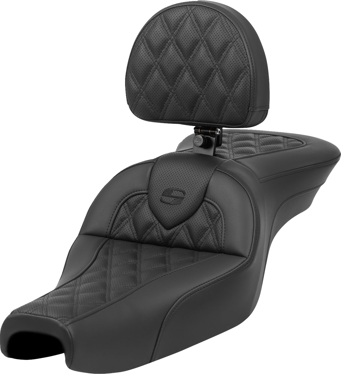 SADDLEMEN Roadsofa™ Seat - with Backrest - Lattice Stitch - XL '04-'22 807-11-182BR — image 1