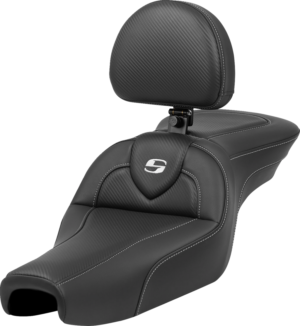 SADDLEMEN Roadsofa™ Seat - with Backrest - Carbon Fiber - XL '04-'22 807-11-185BR — image 1