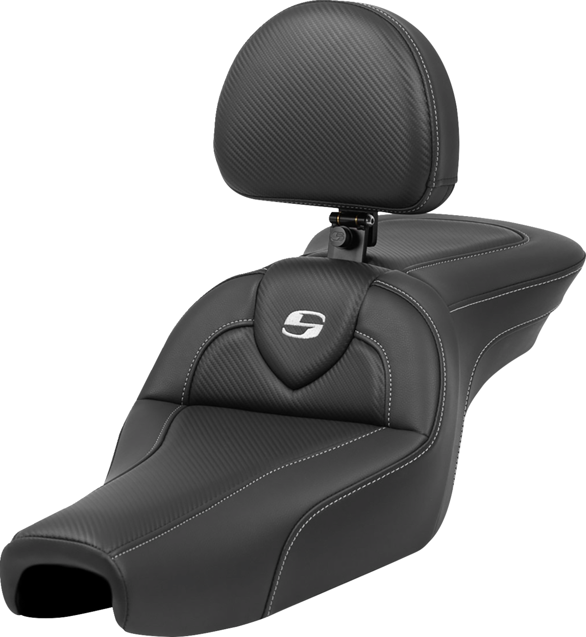SADDLEMEN Roadsofa™ Seat - with Backrest - Carbon Fiber - XL '04-'22 807-11-185BR — image 1