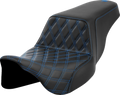 SADDLEMEN Step-Up Seat - Front Lattice Stitch - Blue Stitch - FLH/FLT '08-'23 808-07B-17201 — image 1