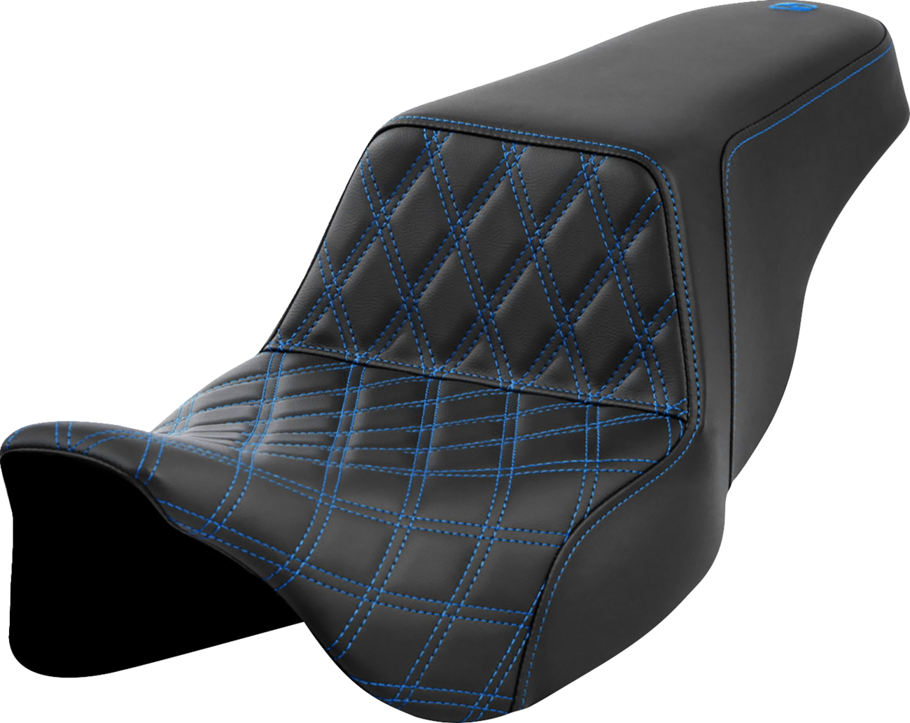 SADDLEMEN Step-Up Seat - Front Lattice Stitch - Blue Stitch - FLH/FLT '08-'23 808-07B-17201 — image 1