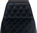 SADDLEMEN Step-Up Seat - Front Lattice Stitch - Blue Stitch - FLH/FLT '08-'23 808-07B-17201 — image 3