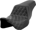 SADDLEMEN Step-Up Seat - Front Lattice Stitch - Dark Gray Stitch - FLH/FLT '08-'23 808-07B-17202 — image 1