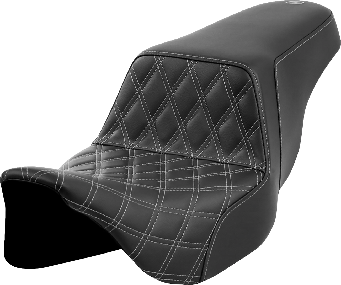 SADDLEMEN Step-Up Seat - Front Lattice Stitch - Dark Gray Stitch - FLH/FLT '08-'23 808-07B-17202 — image 1