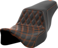 SADDLEMEN Step-Up Seat - Front Lattice Stitch - Orange Stitch - FLH/FLT '08-'23 808-07B-17203 — image 1