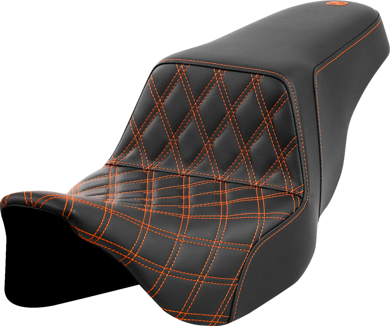 SADDLEMEN Step-Up Seat - Front Lattice Stitch - Orange Stitch - FLH/FLT '08-'23 808-07B-17203 — image 1