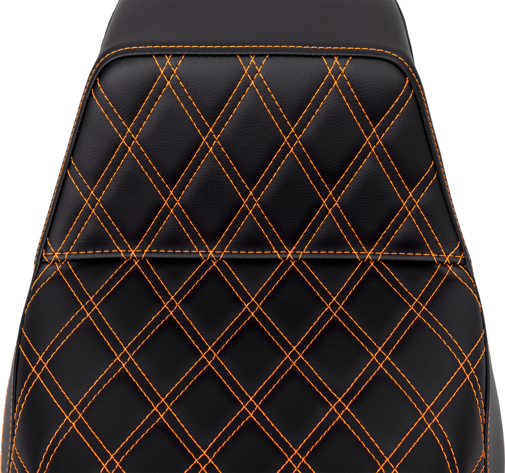 SADDLEMEN Step-Up Seat - Front Lattice Stitch - Orange Stitch - FLH/FLT '08-'23 808-07B-17203 — image 2