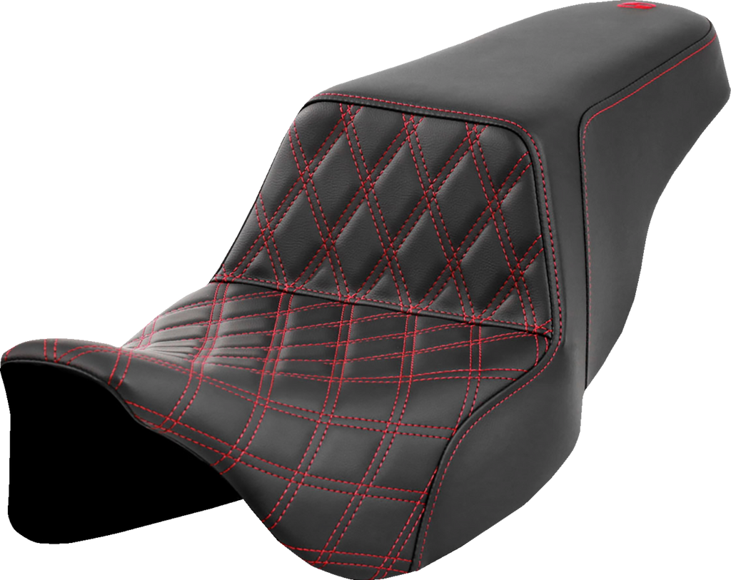 SADDLEMEN Step-Up Seat - Front Lattice Stitch - Red Stitch - FLH/FLT '08-'23 808-07B-17204 — image 1