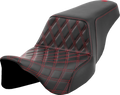 SADDLEMEN Step-Up Seat - Front Lattice Stitch - Red Stitch - FLH/FLT '08-'23 808-07B-17204 — image 1