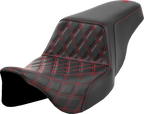 SADDLEMEN Step-Up Seat - Front Lattice Stitch - Red Stitch - FLH/FLT '08-'23 808-07B-17204 — image 1