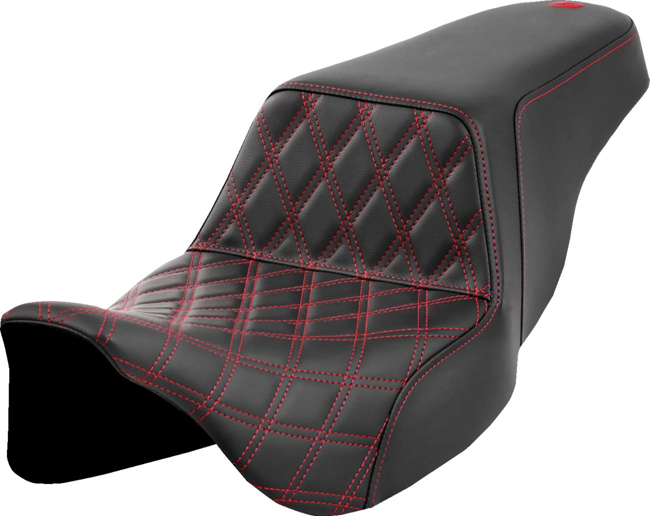 SADDLEMEN Step-Up Seat - Front Lattice Stitch - Red Stitch - FLH/FLT '08-'23 808-07B-17204 — image 1