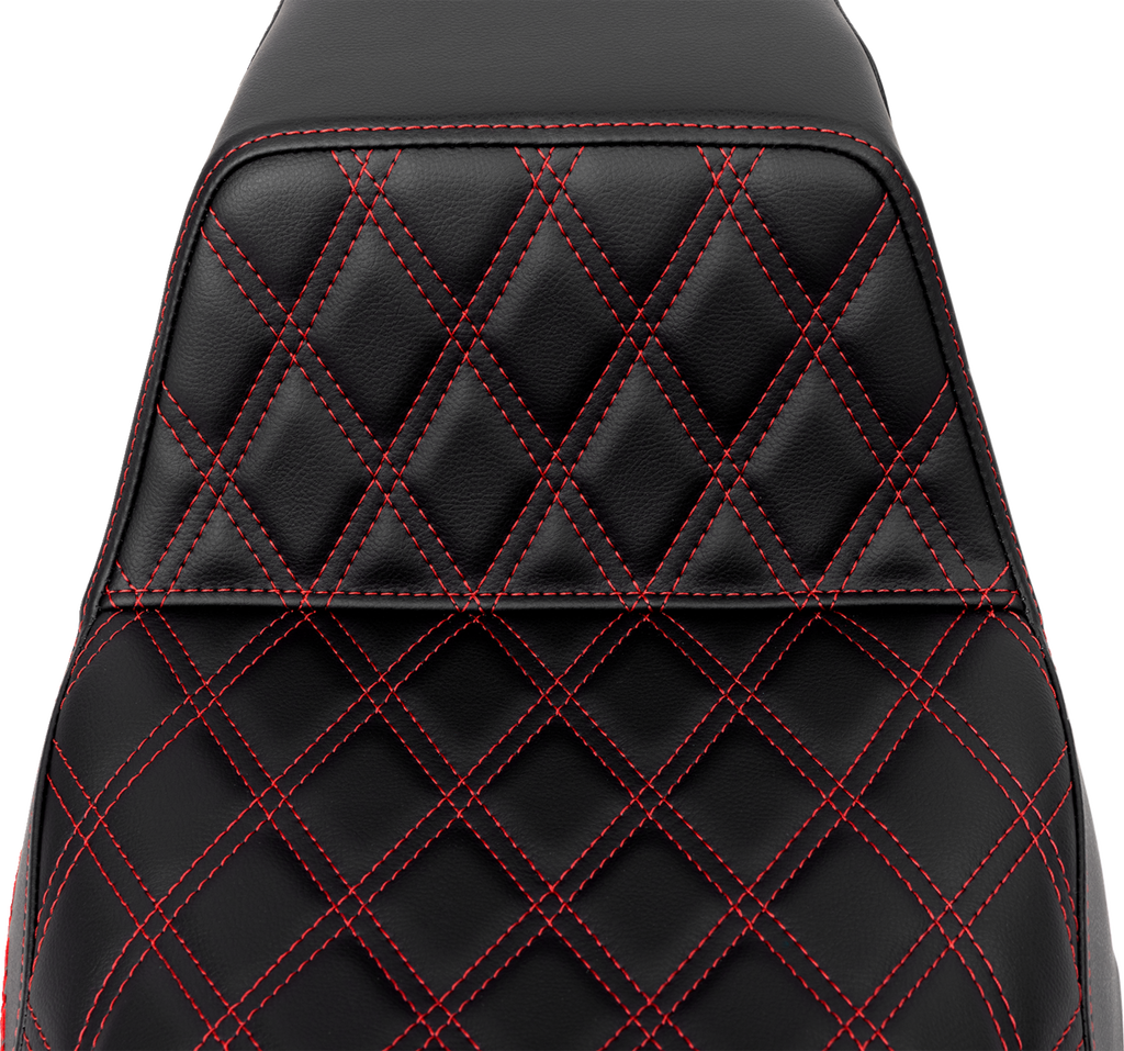 SADDLEMEN Step-Up Seat - Front Lattice Stitch - Red Stitch - FLH/FLT '08-'23 808-07B-17204 — image 3
