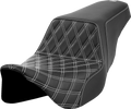 SADDLEMEN Step-Up Seat - Front Lattice Stitch - White Stitch - FLH/FLT '08-'23 808-07B-17206 — image 1