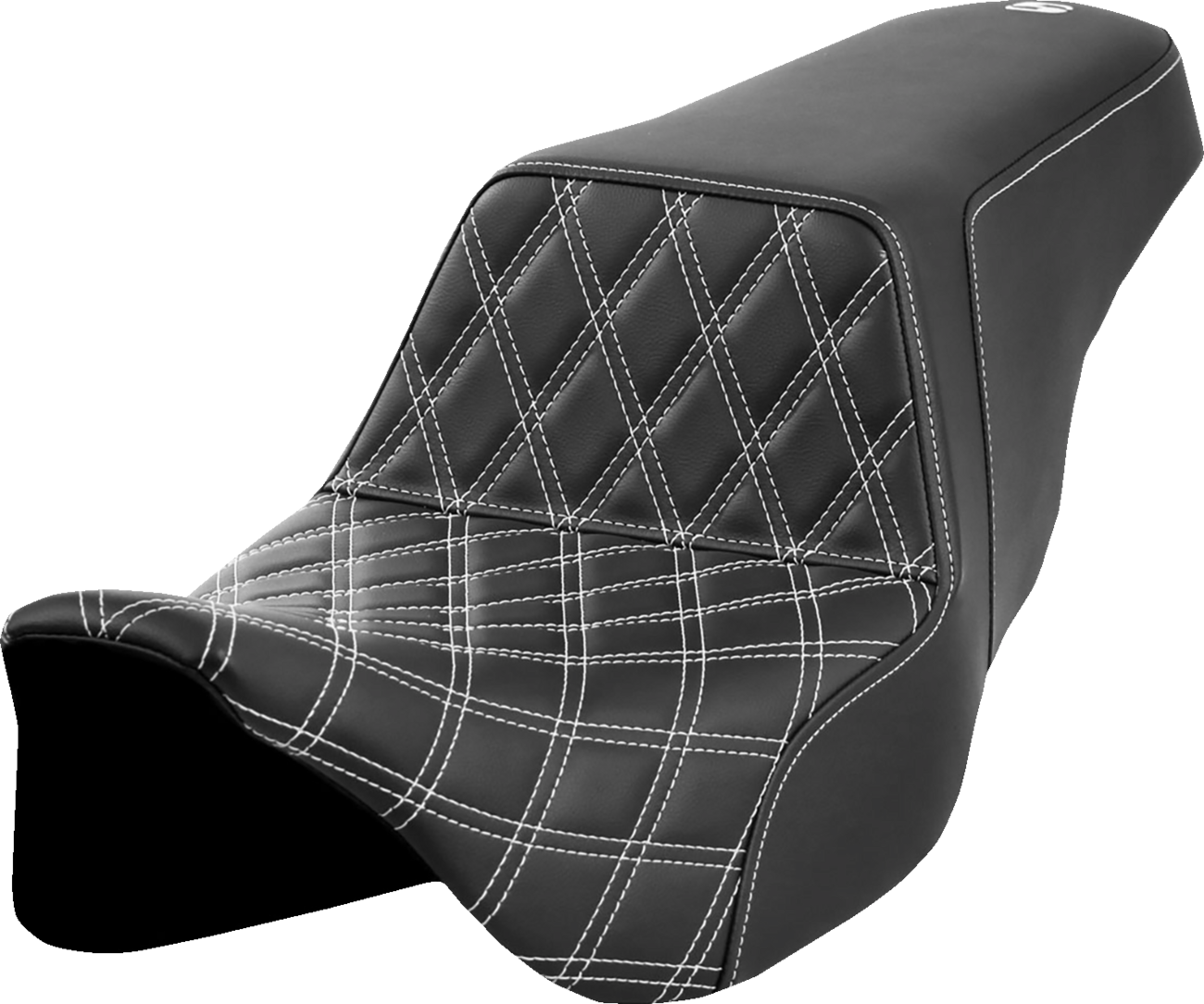 SADDLEMEN Step-Up Seat - Front Lattice Stitch - White Stitch - FLH/FLT '08-'23 808-07B-17206 — image 1