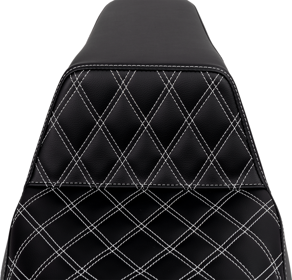 SADDLEMEN Step-Up Seat - Front Lattice Stitch - White Stitch - FLH/FLT '08-'23 808-07B-17206 — image 2