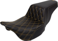 SADDLEMEN Step-Up Seat - Front Lattice Stitch - Gold Stitch - FLH/FLT '08-'23 808-07B-17207 — image 1