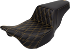 SADDLEMEN Step-Up Seat - Front Lattice Stitch - Gold Stitch - FLH/FLT '08-'23 808-07B-17207 — image 1