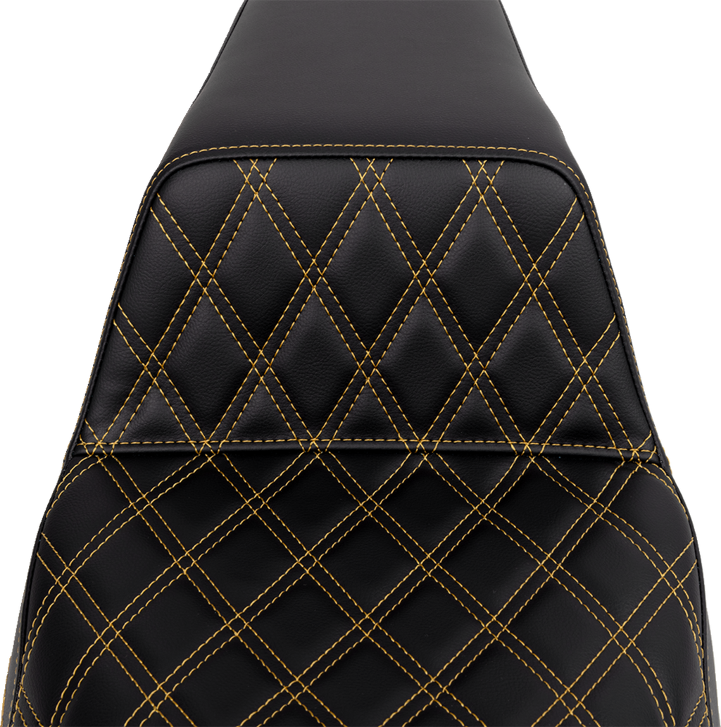 SADDLEMEN Step-Up Seat - Front Lattice Stitch - Gold Stitch - FLH/FLT '08-'23 808-07B-17207 — image 2