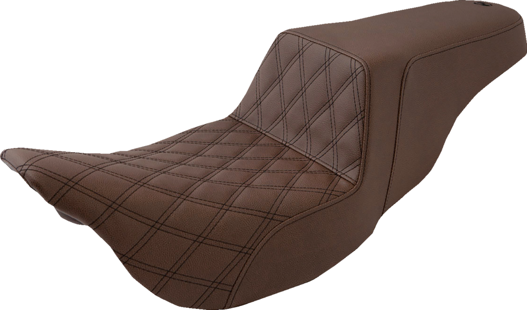 SADDLEMEN Step-Up Seat - Front Lattice Stitch - Brown - FL '08-'24 808-07B-172BR — image 1