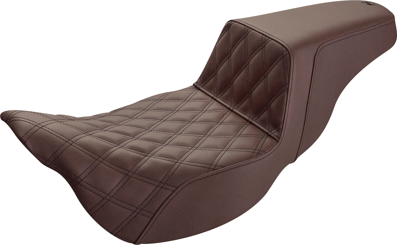 SADDLEMEN Step-Up Seat - Extended Reach - Front Lattice Stitch - Brown - FL '08-'24 808-07B-172BREX — image 1