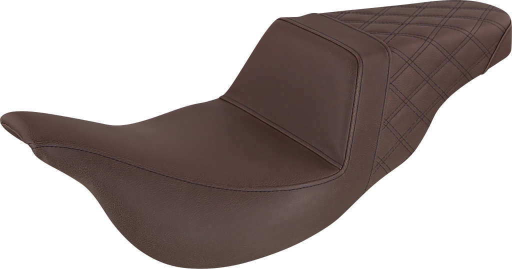 SADDLEMEN Step-Up Seat - Rear Lattice Stitch - Brown - FL '08-'24 808-07B-173BR — image 1
