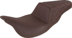 SADDLEMEN Step-Up Seat - Rear Lattice Stitch - Brown - FL '08-'24 808-07B-173BR — image 1