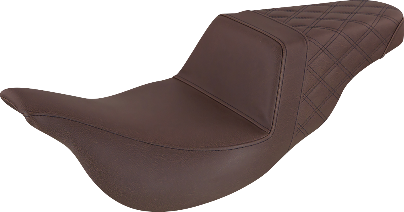 SADDLEMEN Step-Up Seat - Rear Lattice Stitch - Brown - FL '08-'24 808-07B-173BR — image 1