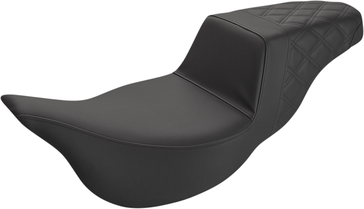 SADDLEMEN Step-Up Seat - Extended Reach - Rear Lattice Stitch - Black - FL '08-'24 808-07B-173E — image 1