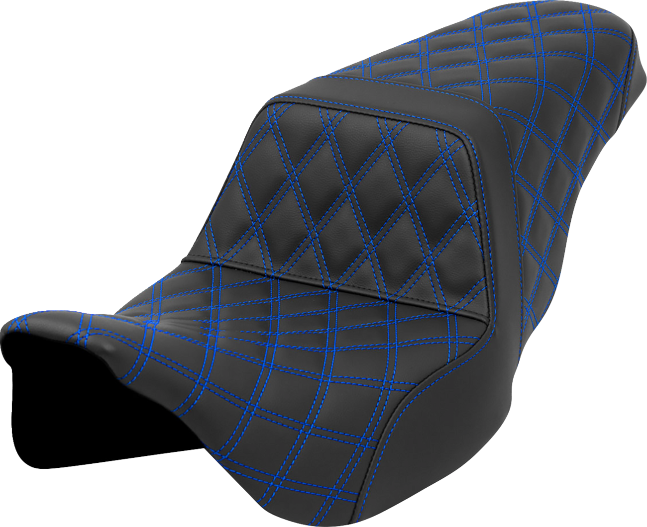 SADDLEMEN Step-Up Seat - Lattice Stitch - Blue Stitch - FLH/FLT '08-'23 808-07B-17501 — image 1