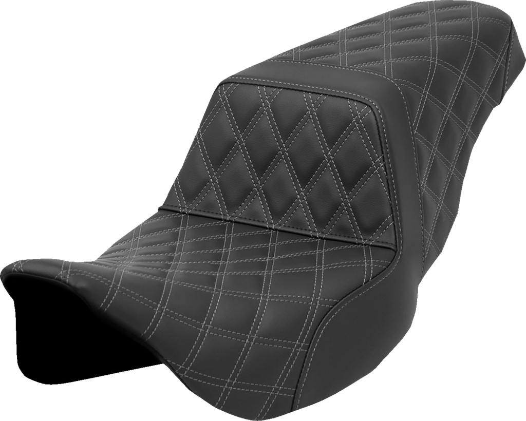 SADDLEMEN Step-Up Seat - Lattice Stitch - Gray Stitch - FLH/FLT '08-'23 808-07B-17502 — image 1
