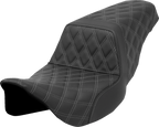 SADDLEMEN Step-Up Seat - Lattice Stitch - Gray Stitch - FLH/FLT '08-'23 808-07B-17502 — image 1