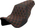 SADDLEMEN Step-Up Seat - Lattice Stitch - Orange Stitch - FLH/FLT '08-'23 808-07B-17503 — image 1