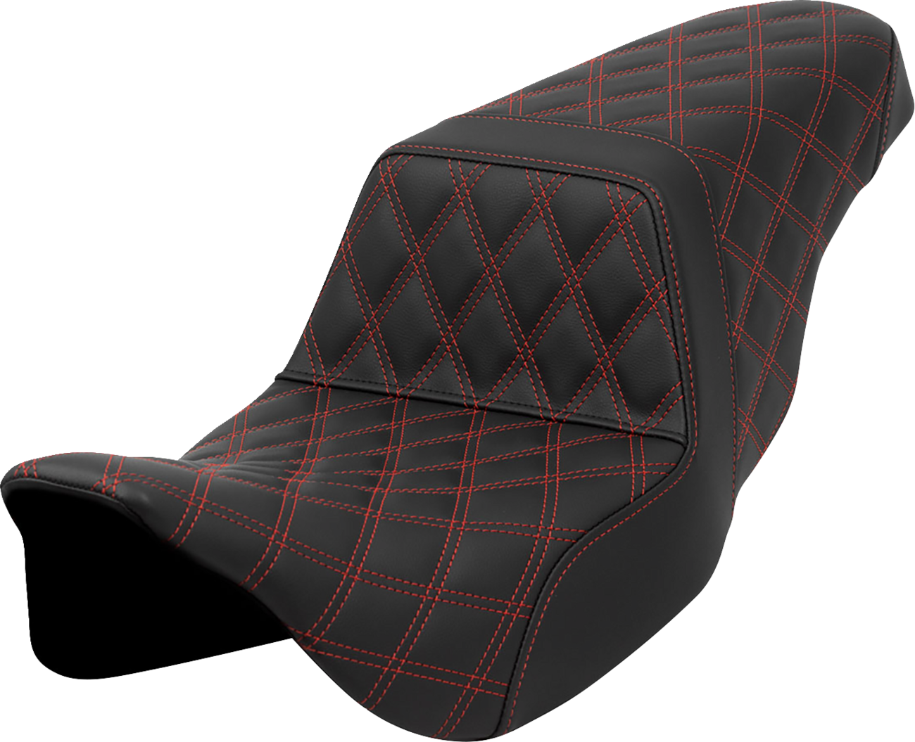 SADDLEMEN Step-Up Seat - Lattice Stitch - Red Stitch - FLH/FLT '08-'23 808-07B-17504 — image 1