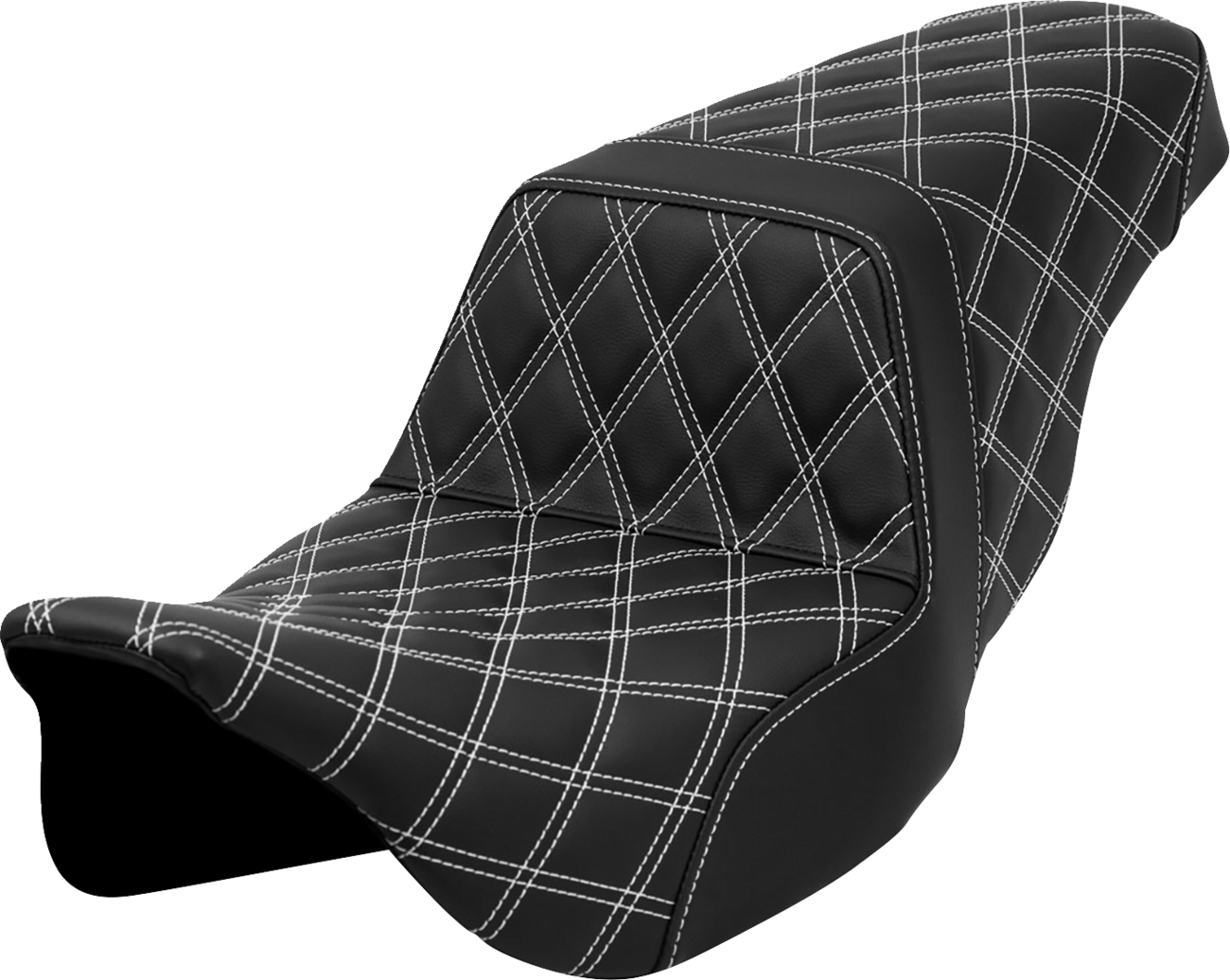 SADDLEMEN Step-Up Seat - Lattice Stitch - White Stitch - FLH/FLT '08-'23 808-07B-17506 — image 1