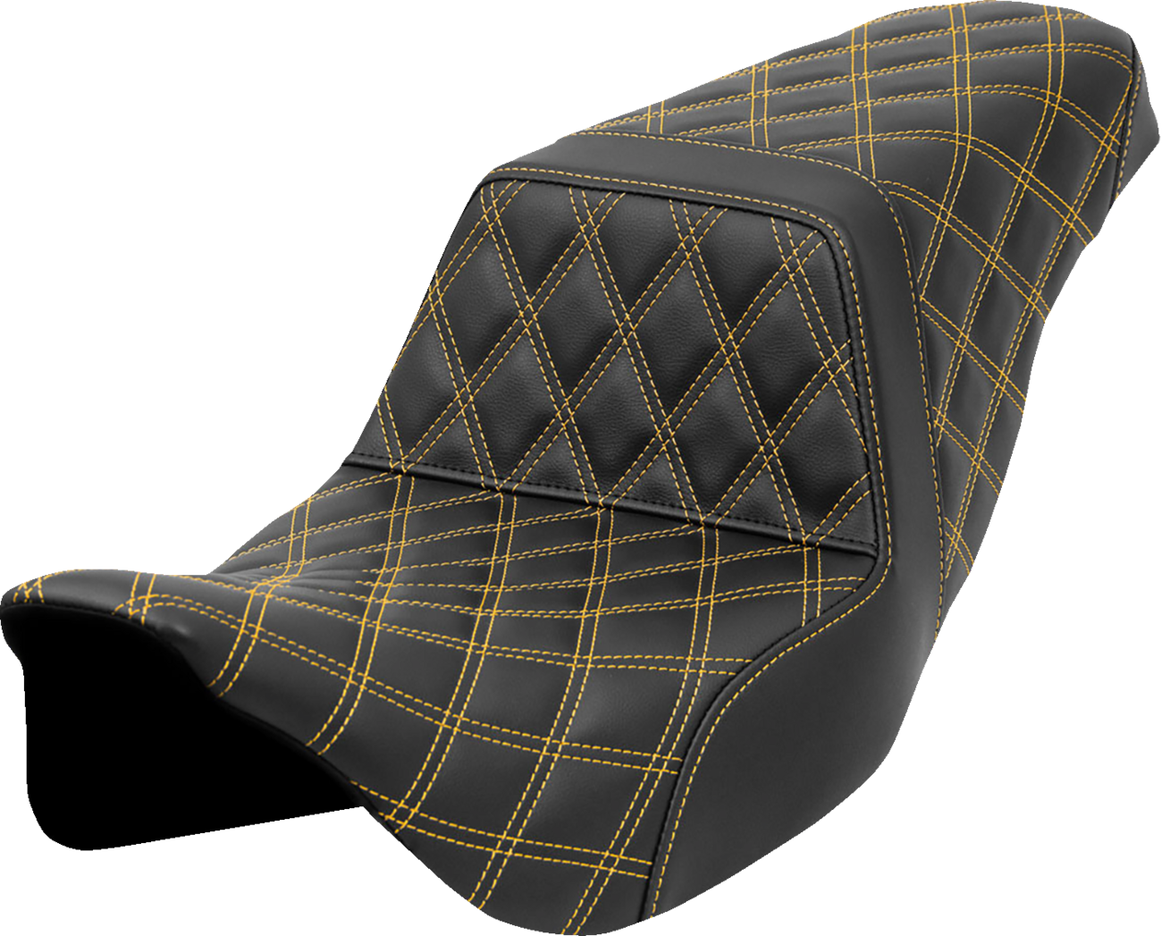 SADDLEMEN Step-Up Seat - Lattice Stitch - Gold Stitch - FLH/FLT '08-'23 808-07B-17507 — image 1