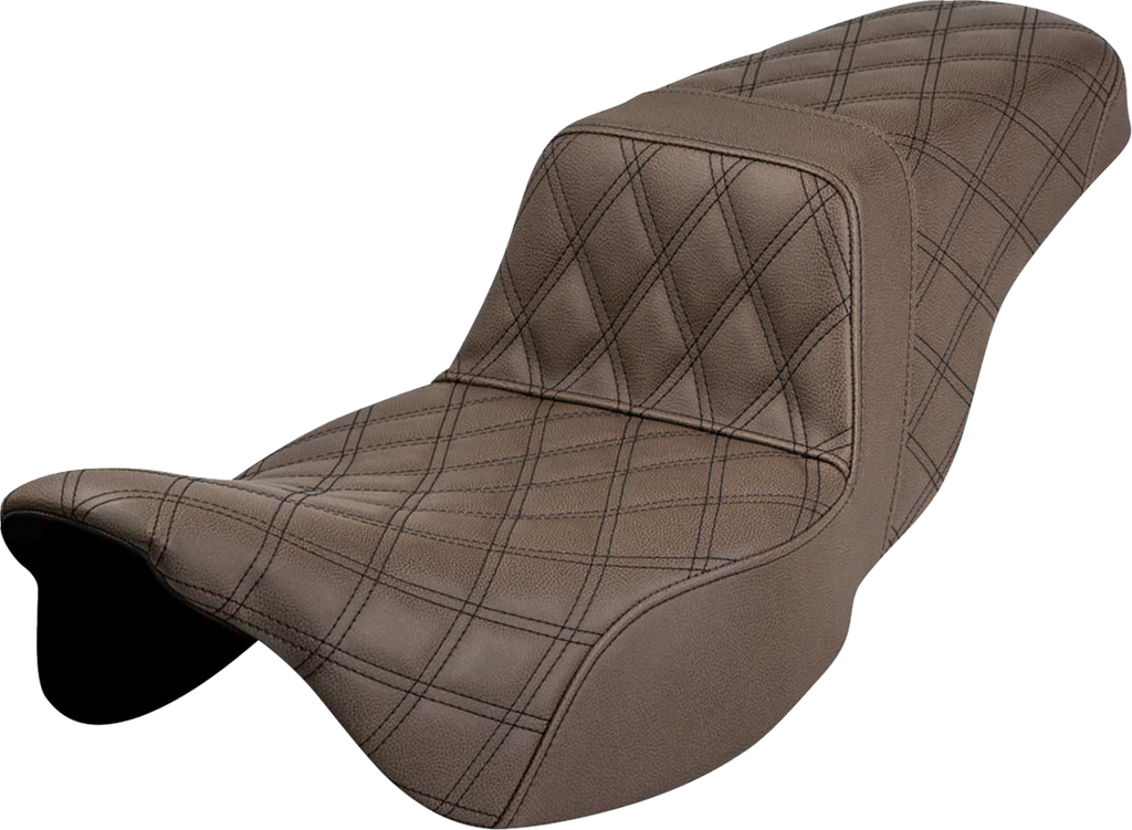 SADDLEMEN Step-Up Seat - Extended Reach - Full Lattice Stitch - Brown - FL '08-'24 808-07B-175BREX — image 1
