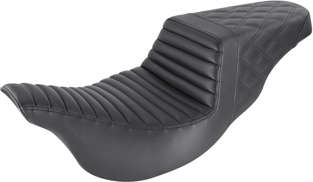 SADDLEMEN Step-Up Seat - Front Tuck-n-Roll/Rear Lattice Stitch - Black - FL '08-24 808-07B-176 — image 1