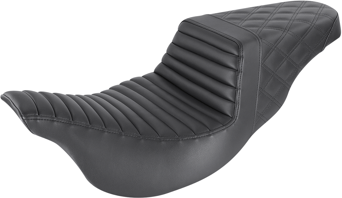 SADDLEMEN Step-Up Seat - Front Tuck-n-Roll/Rear Lattice Stitch - Black - FL '08-24 808-07B-176 — image 1