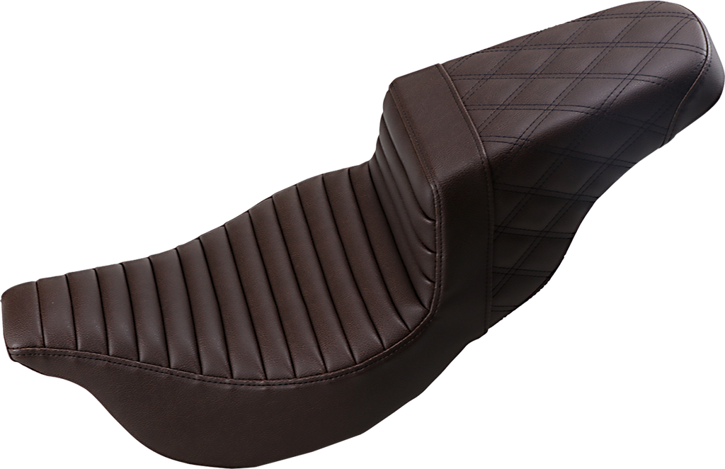 SADDLEMEN Step-Up Seat - Front Tuck-n-Roll/Rear Lattice Stitch - Brown - FL '08-'24 808-07B-176BR — image 2
