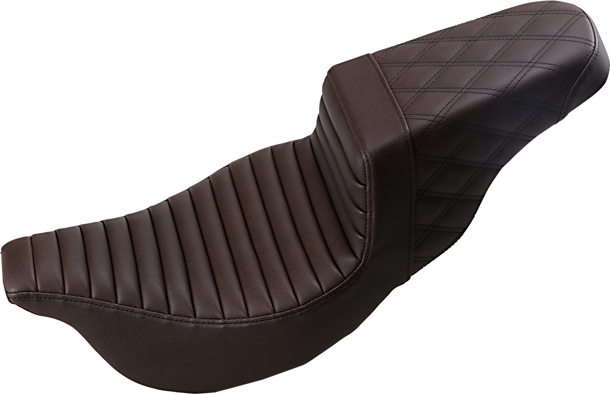 SADDLEMEN Step-Up Seat - Front Tuck-n-Roll/Rear Lattice Stitch - Brown - FL '08-'24 808-07B-176BR — image 2