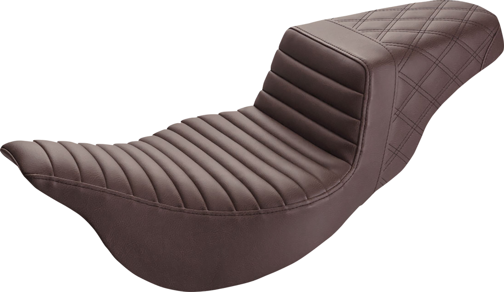 SADDLEMEN Step-Up Seat - Extended Reach - Front Tuck-n-Roll/Rear Lattice Stitch - Brown - FL '08-'24 808-07B-176BREX — image 1