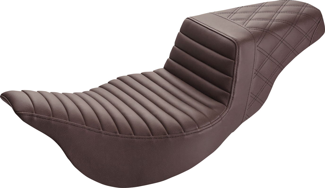 SADDLEMEN Step-Up Seat - Extended Reach - Front Tuck-n-Roll/Rear Lattice Stitch - Brown - FL '08-'24 808-07B-176BREX — image 1