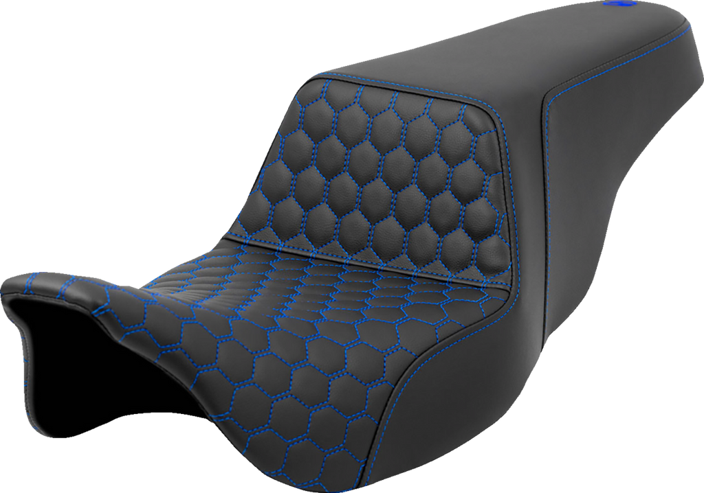 SADDLEMEN Step-Up Seat - Honeycomb - Blue Stitching - FL '08-'23 808-07B-17701 — image 1